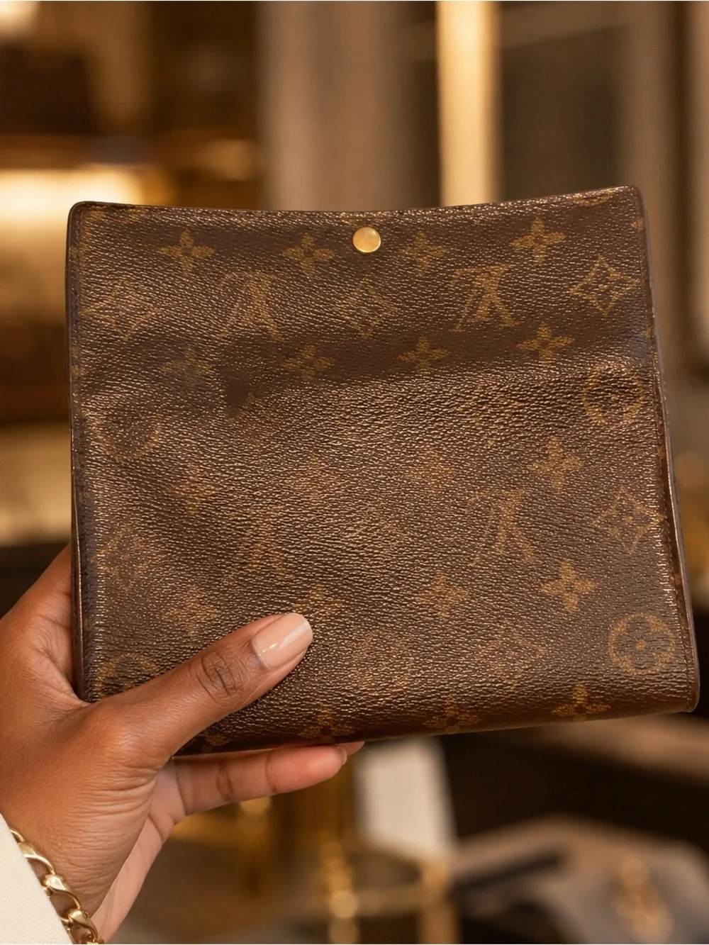 Louis Vuitton Monogram Canvas Check size wallet  in Brown with Gold Snap